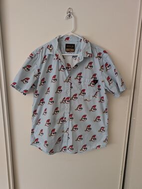 Baseballism Mens Large Blue Major League Wild Thing Button Down Shirt